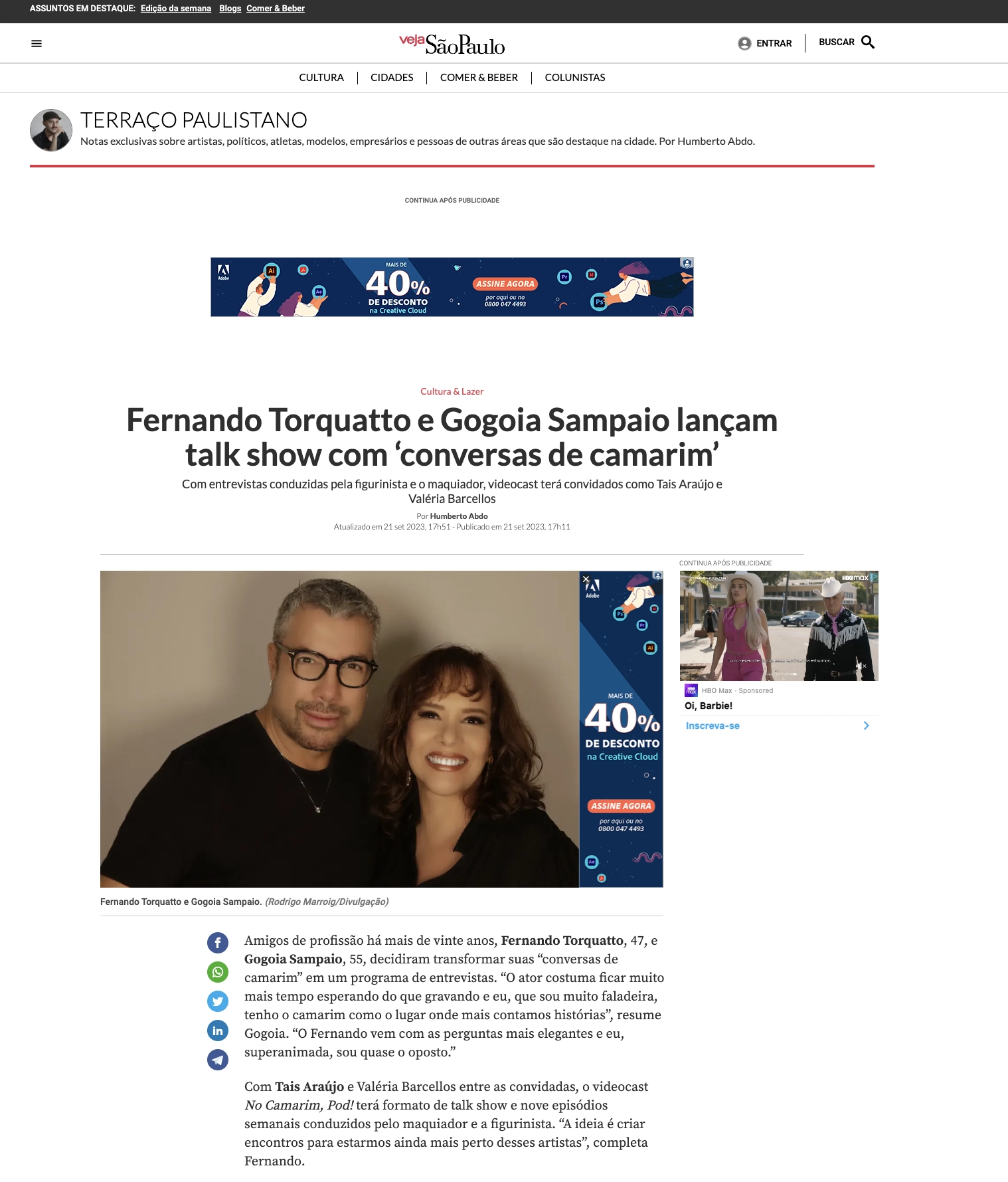 Imagem de Fernando Torquatto e Gogoia Sampaio lançam talk show com 'conversas de camarim'Com entrevistas conduzidas pela figurinista e o maquiador, videocast terá convidados como Tais Araújo e Valéria Barcellos